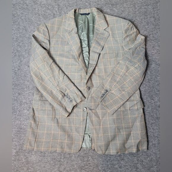 Burberry London Mens 43 S Jacket Glen Check Orange 2 Button Single Vent Blazer - Picture 2 of 15